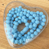 Rose-scented prayer beads in heart box, blue